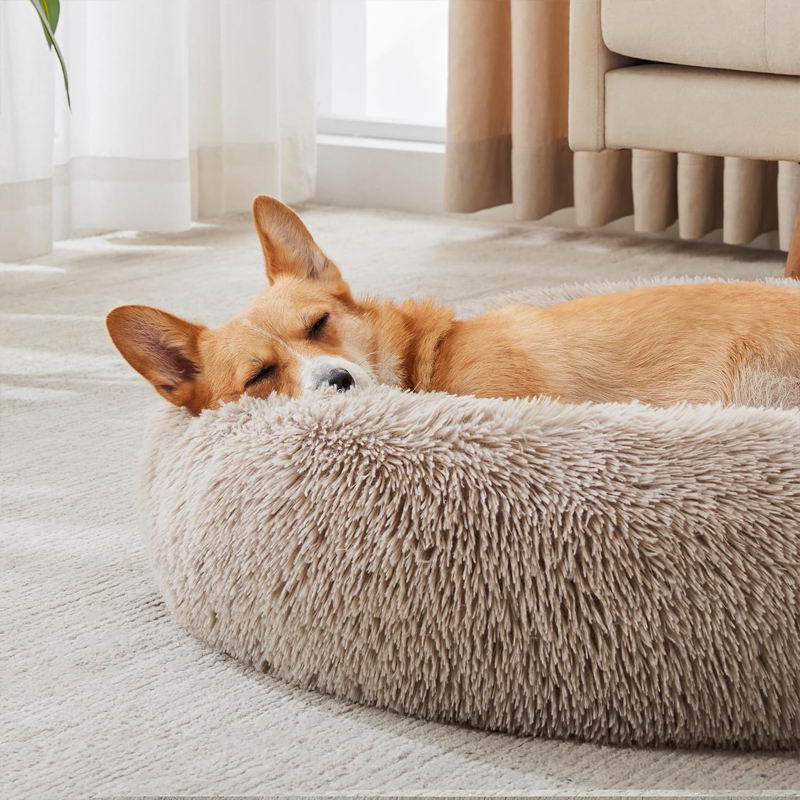 Calming Fluffy Round Dog Bed