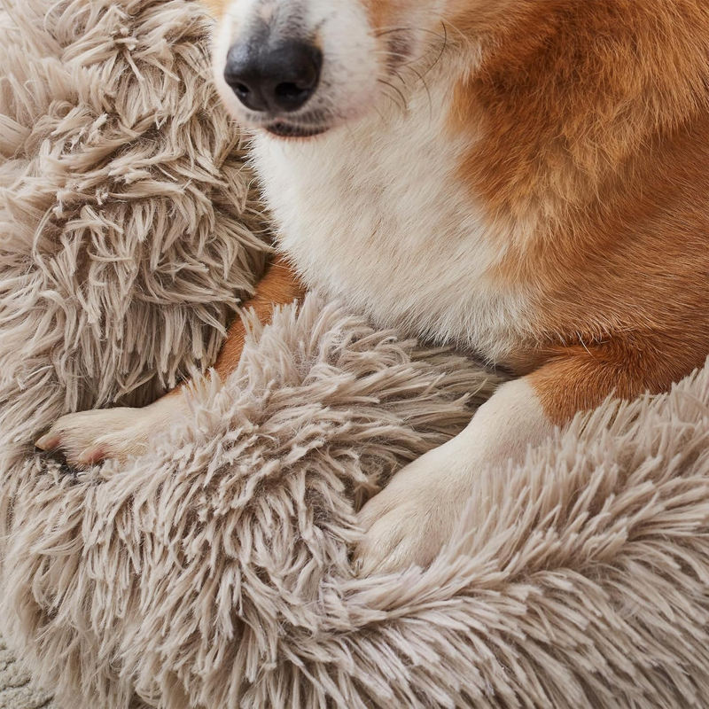 Calming Fluffy Round Dog Bed