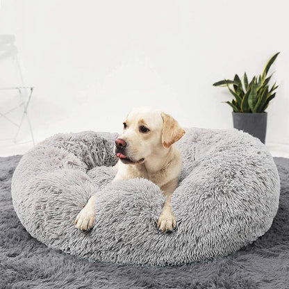 Calming Fluffy Round Dog Bed