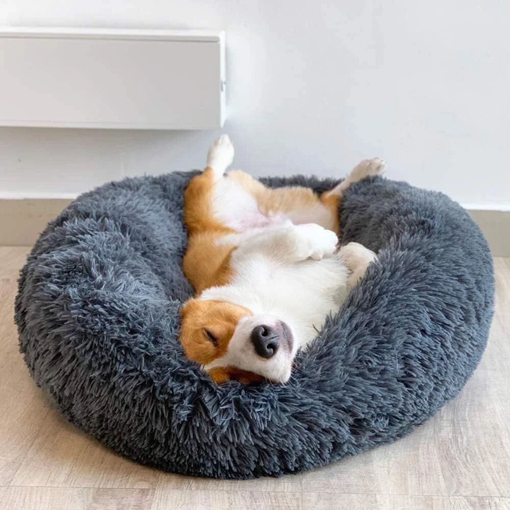 Calming Fluffy Round Dog Bed