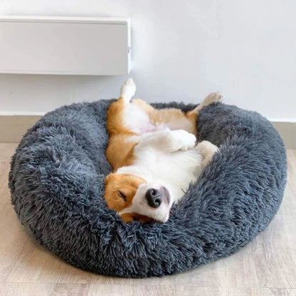Calming Fluffy Round Dog Bed